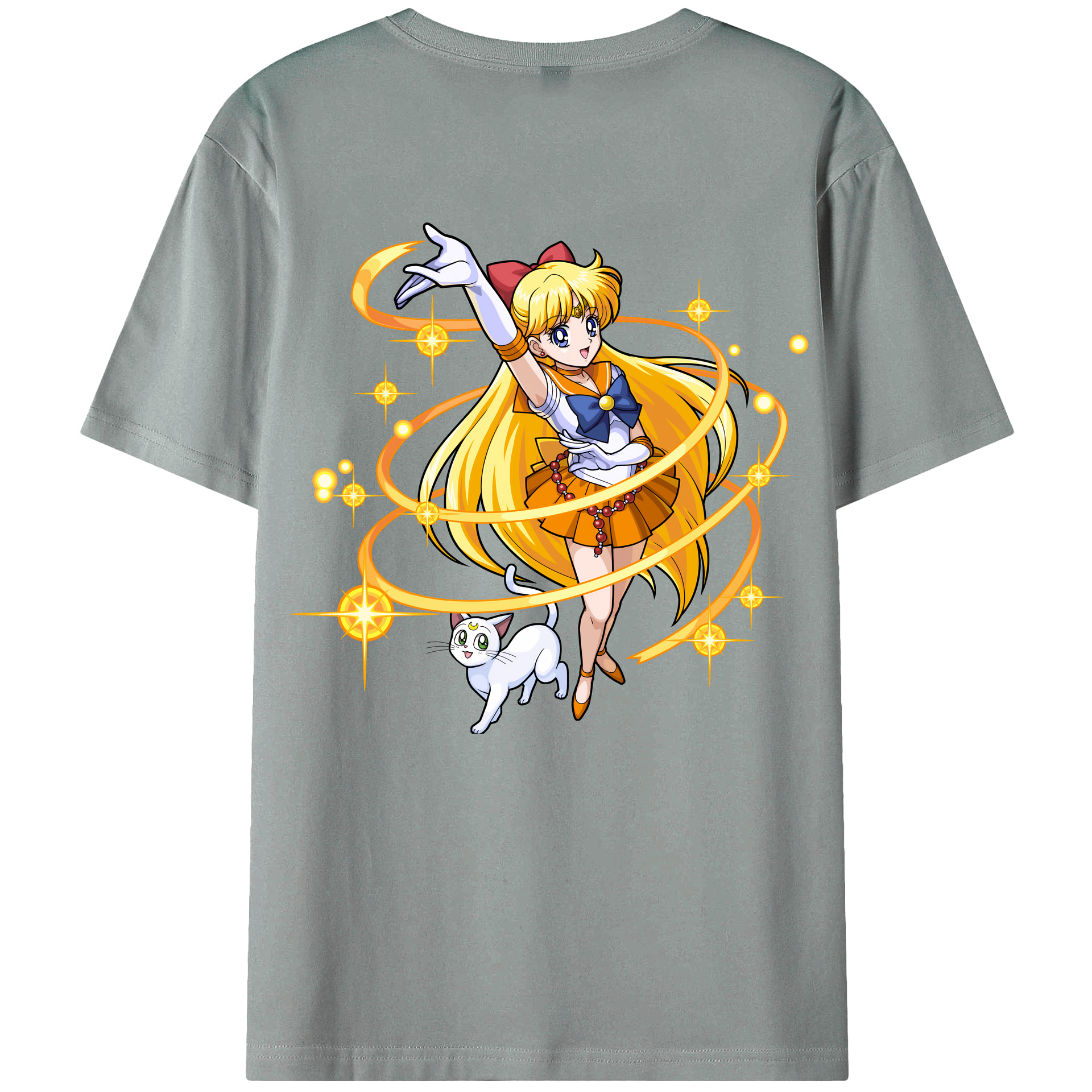 （画像用） 美少女戦士セーラームーン 愛野 美奈子 あいの みなこ Sailor Moon Aino Minako 綿100％ メンズ半袖Tシャツ（バックプリント） 通気性